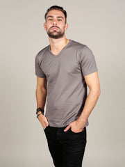 Supima cotton Short Sleeve V Neck - Grey t-shirt