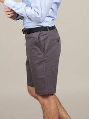 Side view of slim fit Italian chino shorts