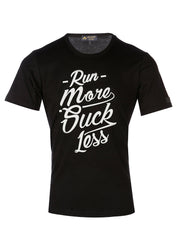TCL Supima Cotton Graphic 'Run more' Slogan Black T-shirt