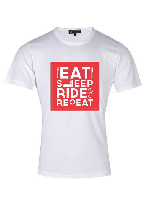 TCL Eat Sleep Ride Repeat Slogan Red T-shirt