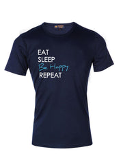 Supima Cotton Graphic 'Eat Sleep Repeat' Slogan T-shirt