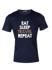 Supima Cotton Graphic 'Eat Sleep Repeat' Slogan T-shirt