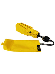 The Cotton- Yellow Straight Black & Silver Metal handle Umbrella