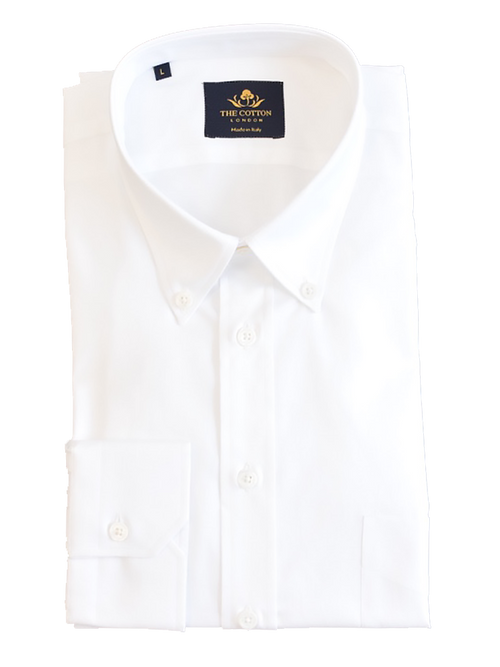 Smart-casual white shirt in Thomas Mason® Royal Oxford fabric
