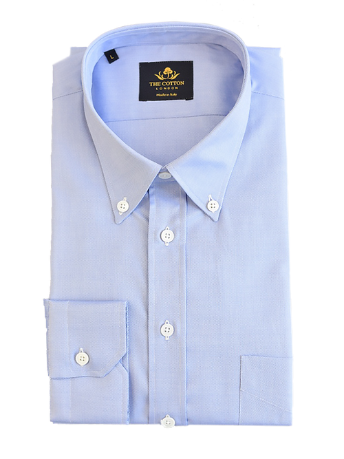 Smart-casual light blue shirt in Thomas Mason® Royal Oxford fabric