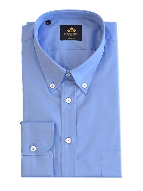 Smart-casual mid blue shirt in Thomas Mason® Royal Oxford fabric