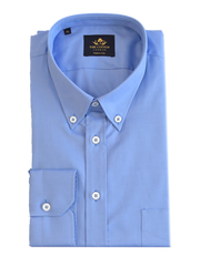 Smart-casual mid blue shirt in Thomas Mason® Royal Oxford fabric
