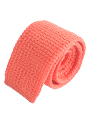 Raised texture open weave plain cotton knitted tie - Orange