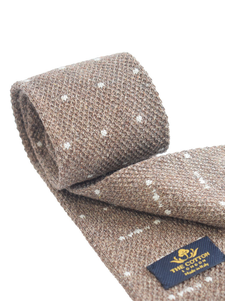 Pindot Compact Weave Pindot Knitted Tie – Brown