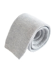 Compact weave plain cotton knitted tie - Grey