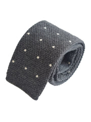 Compact weave pindot cotton knitted tie - Dark Grey