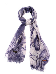 VINTAGE NAUTICAL COTTON BLEND SCARF – PURPLE