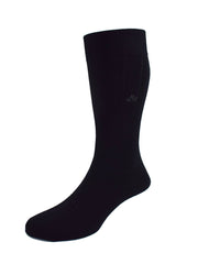 Broad ribbed luxurious Sea Island Cotton socks - Black