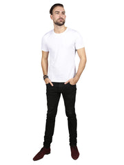 Model wearing Supima Cotton Short Sleeve Crew Neck - White t-shirt