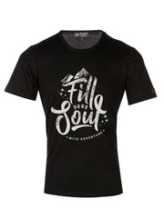 'Fill yuor Soul With Adventure' Text Black T-Shirt