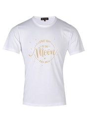 'I Love You The Moon' Text Vintage White T-Shirt